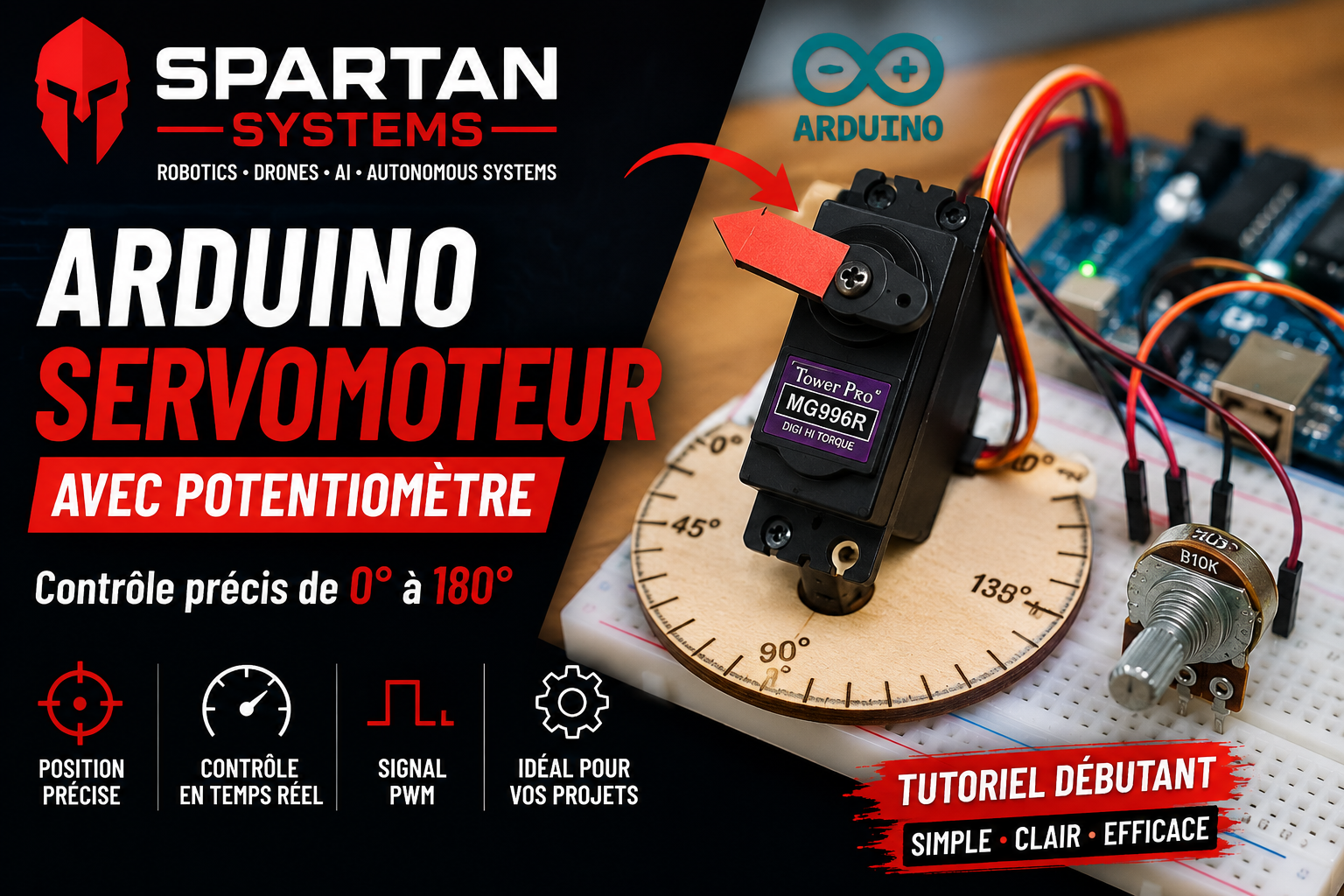 Contrôler un servomoteur MG996R avec Arduino et un potentiomètre