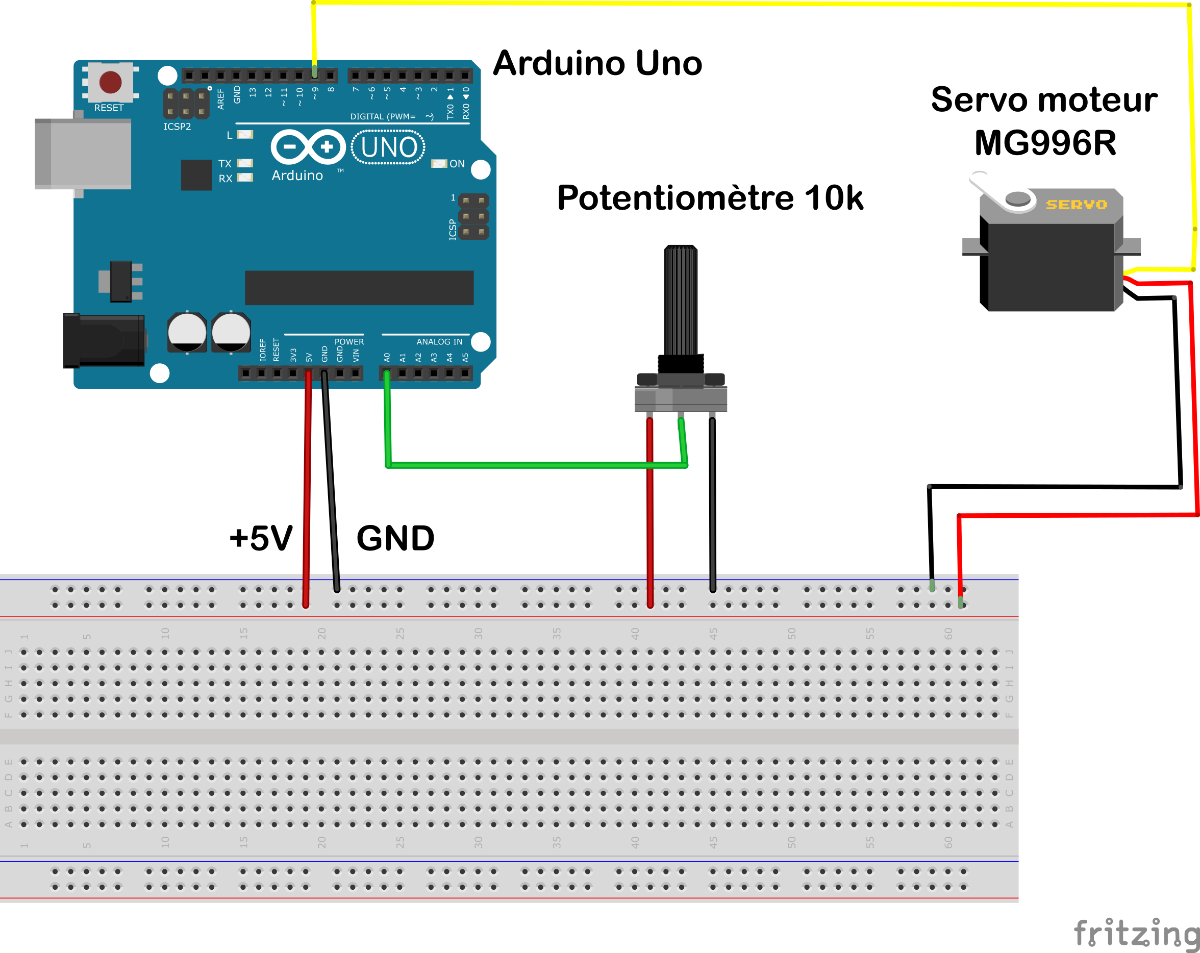 Schéma de câblage sur breadboard