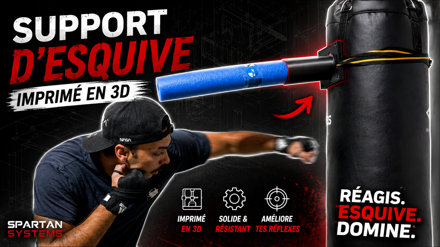 Dodge v1 — Système d'entraînement de boxe imprimé en 3D