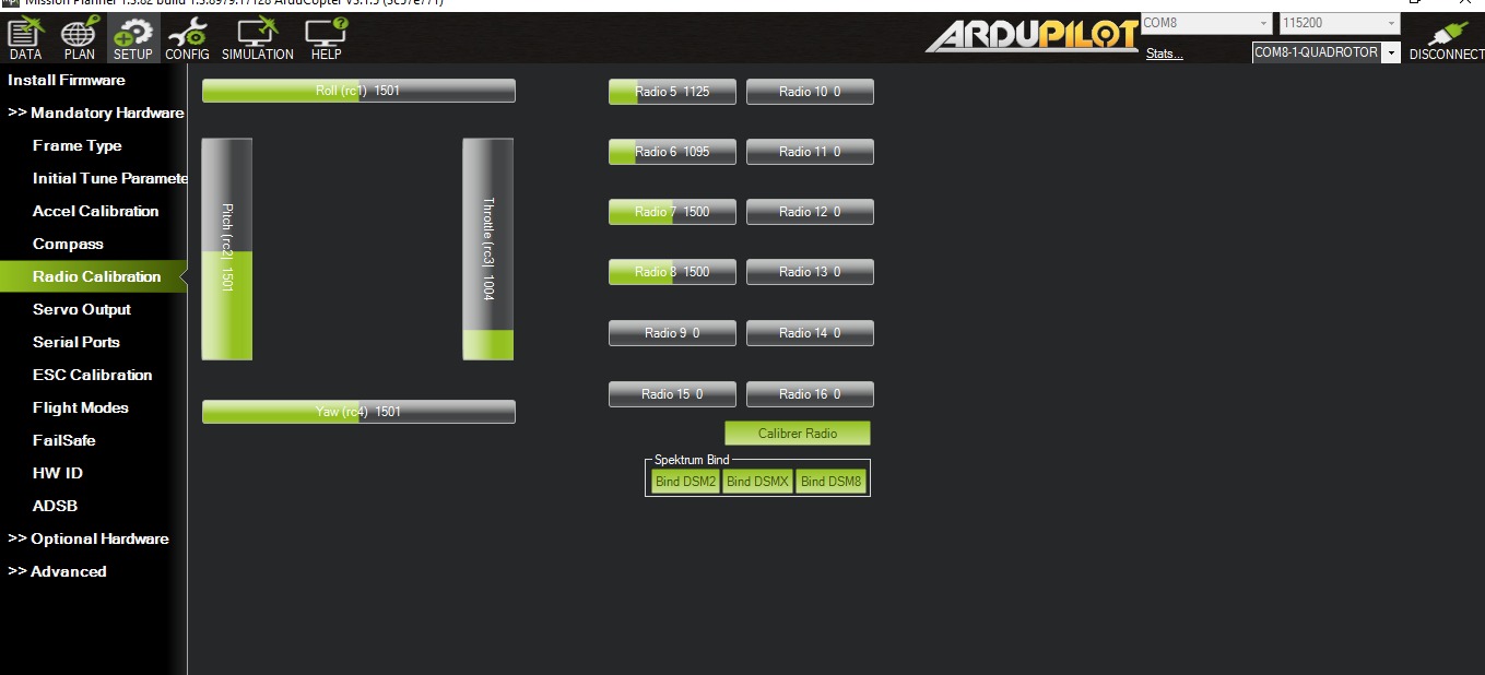 Calibration radiocommande